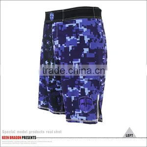 BLUE CAMO HIGH QUALITY FIGHT SHORTS FOR MEN MICROFIBER FABRIC thumbnail-4