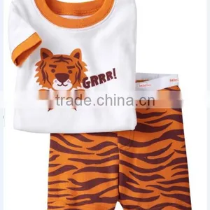 Fashion New Children's 2pcs Short Sleeve Tiger Printed Pajamas Suits Kids Summer Suits thumbnail-1