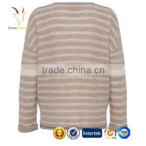 Women Striped Custom Knitted Cardigan Sweater thumbnail-3
