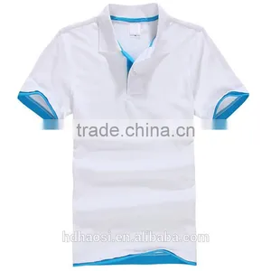 Blank t Shirt Beaded Cotton Double Color Collar Polo Shirt 195g CVC Materials Polo t Shirt for Men thumbnail-3