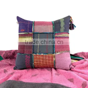 Kantha Cushion, Kantha Quilt Pillow, Kantha Pillow Case, Ooak thumbnail-6