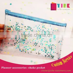 Planner Internal Pocket Custom Pvc Shaker Pocket With Zipper Top Transparent Pocket With Sequins thumbnail-1