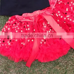 Full Stock Reindeer Long Sleeve Christmas Top X-mas Design Red Sequin Dress Girls Party Dress With Matching Accessory Set thumbnail-3