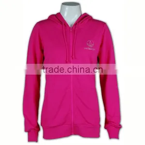 Women Zip up Sweatshirt Hoodies Pink Jacket thumbnail-3