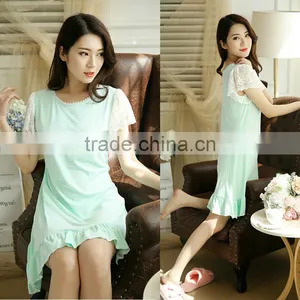 Sleep Shirt Breathable Lace Patchwork Wholesale Cotton Sexy Pajamas thumbnail-2