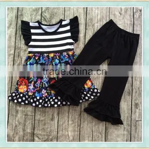 Wholesale Children's Boutique Clothing Clothes Clothing Sets Black Stripes Kids Clothing thumbnail-1