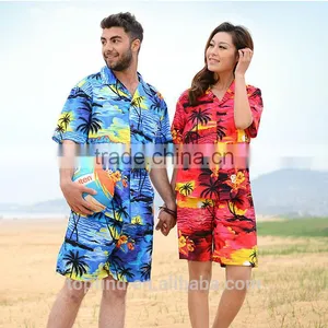 Wholesale 100% Cotton Couple Hawaiian Short Sleeve Shirts Manufacturer thumbnail-1