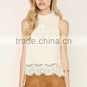 2016 Guangzhou Shandao Oem Service Summer New Design o Neck Sleeveless Fashion Women Lace Tops thumbnail-6
