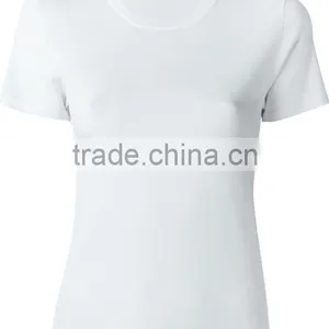 Oem Short Sleeve O Neck Blank Plain T Shirts Clothes for Women,Womens Pure White Cotton Plain T-Shirts for Printing thumbnail-2