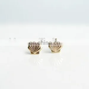 Teeny Tiny Gold Seashell Earrings Small Scallop Shell Simple Modern Jewelry thumbnail-1