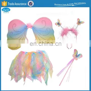 4pcs Rainbow Fairy Set With Wings/Tutu/Wand/Headband for Party thumbnail-1