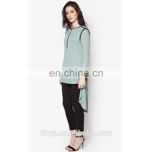 New Model Islamic Abaya Muslim Tunic Dress Tops Long Sleeve Islamic Ladies Blouse thumbnail-2
