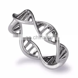 Custom Alloy Rose Gold /Gold /Silver DNA Hollow-out Ring Spiral Personality Molecules Boys Finger Rings thumbnail-3