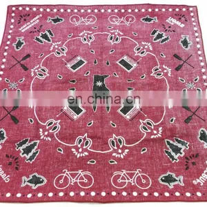 Custom High Quality Promotional Cotton Red Printing Bandana thumbnail-4