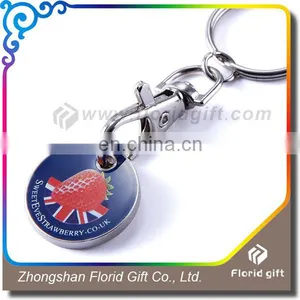 Round Metal Trolley Coin Keychain With Custom Logo thumbnail-5