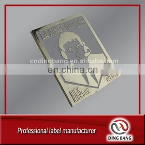 Profeesional Packaging Label Factory Custom Sliver Plated And Color Filled Type Debossed Metal Label With Hook thumbnail-1