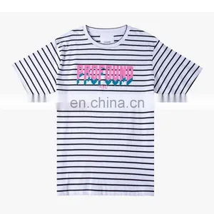 DiZNEW Design Your Own Oversize Mercerized Cotton Short Sleeve Striped t Shirt thumbnail-2