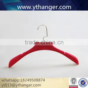 CY-611 Custom Brand Logo Flocking Coat Plastic Hanger Clothes Velvet Plastic Hanger thumbnail-2
