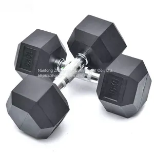 Weight Lifting Body Building Vinyl, Iron Cast and Rubber Coated Hex Dumbbells thumbnail-1