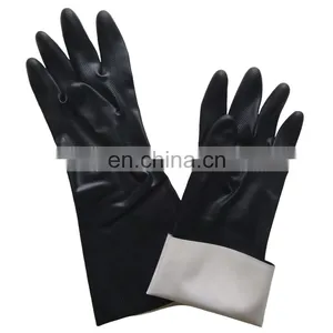 15 Mil Long Cuff Flock Lined Green Nitrile Chemical Resistant Gloves for Work Safety thumbnail-3