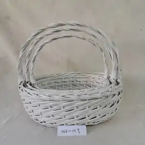 White Wicker Baskets Brown Color Multifunctional Willow Basket Planter thumbnail-1