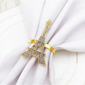 Creative Rose Gold Alloy Eiffel Tower Crystal Rhinestone Napkin Ring thumbnail-2