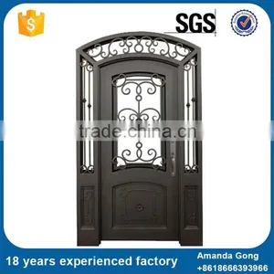 Best Selling And Wrought Iron Works Wood Entry Doors thumbnail-6