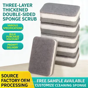 Environmentally Friendly Kitchen Cleaning Sponge With Oil Stains Durable Dishwashing Scourer thumbnail-3