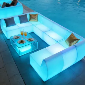 LED PE Plastic Portable Outdoor Commercial Bar Sofa Set With Illuminated Design for Night Club Lounge Modern Furniture thumbnail-1