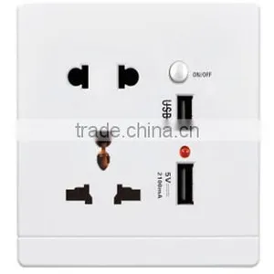 Upgrade Material 2.1A Output Universal Socket Outlet/2 USB Socket/Mobile Phone USB Charger thumbnail-3