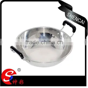 Luxury Chinese Style Kitchen Appliances Induction Stainless Steel Wok Pan With Both Handles thumbnail-1