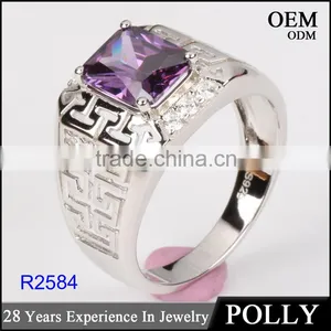Custom 925 Sterling Silver Jewelry Men Amethyst Rings thumbnail-1