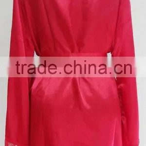 Comfortable Women Pajams for Red Satin Lace Nightdress thumbnail-4