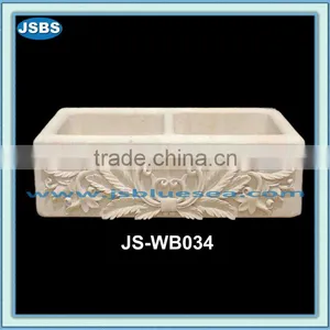 White Stone Double Bowl Sinks thumbnail-1