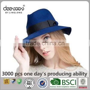 Custom Wide Brim Wool Felt Hat Wholesale Women Men Fedora Hat thumbnail-3