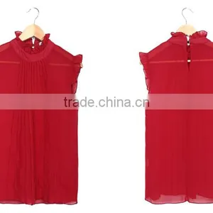 2016 Guangzhou New Arrivals Summer Sleeveless Red Chiffon Top thumbnail-5
