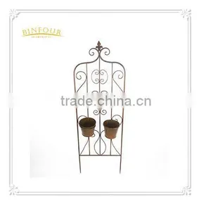 Metal Decorative Iron Garden Trellis Stake With Plant Pot Holder thumbnail-1