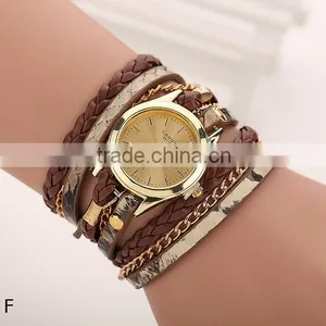 Top Selling Women's Leopard 1" Wrap Braided Leather Bracelet Watch/ Quality Choice thumbnail-6