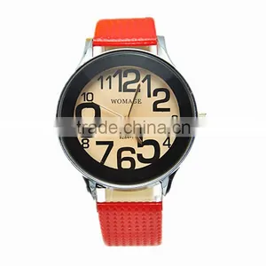 Brown Glass Lady Big Numbers Fashion Design Wrist Watch Women thumbnail-3