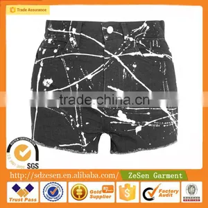 2016 Wholesale Sexy Hot Summer Short Printed Denim Shorts For Women thumbnail-4