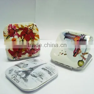 Promotional Square Metal Cosmetic Mirror/Make-up Mirror/Compact Mirror in Aluminum thumbnail-1