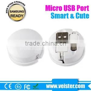 White Color Charging Usb Date Cable Reel Retractable USB Micro Cable for Samsung Sync thumbnail-3