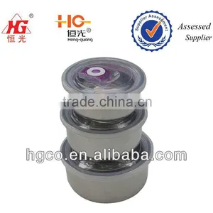3 PCS Stainless Steel 201 Keep Fresh Container With Transparent PP Lid & Seal Ring and Lock thumbnail-1