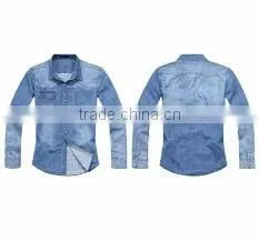 New Stylish Mens Long Sleeve Shirts/Comfortable 100%washed Light Blue Linen Casual Mens Long Sleeve Shirt/2014 Mens Long Sleeve thumbnail-1