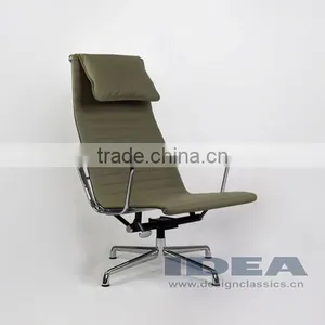 Replica Charles Aluminum Executive Easy Chair - Light Grey Genuine Leather thumbnail-1