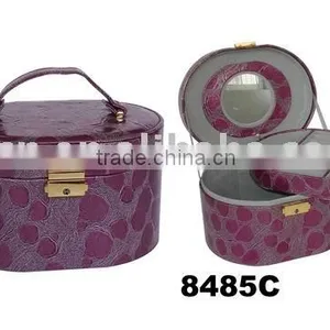 Handle Cosmetic Box With Metal Lock PU Leather Jewelry Case/box thumbnail-1