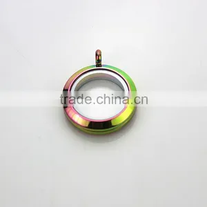 Beautiful 316L Stainless Steel Screw Rainbow Colors Plain 25mm Floating Glass Lockets Pendant thumbnail-1