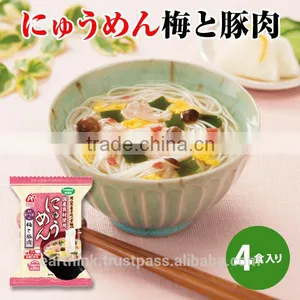 Japanese Very Popular AMANO FOODS's Soup of Soumen Noodle With Ume(Japanese Plum) and Pork 16.2 x 4p thumbnail-1