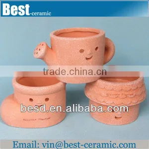 Face Design Terracotta Unglazed Ceramic Flower Pot Quality Choice thumbnail-1