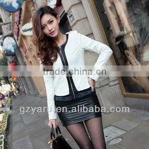 Women Fashion White Leather Jacket 2013 thumbnail-1